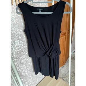 Alfani Black Mock Dress Waist Tie Sleeveless Chic High Low Tunic Lounge